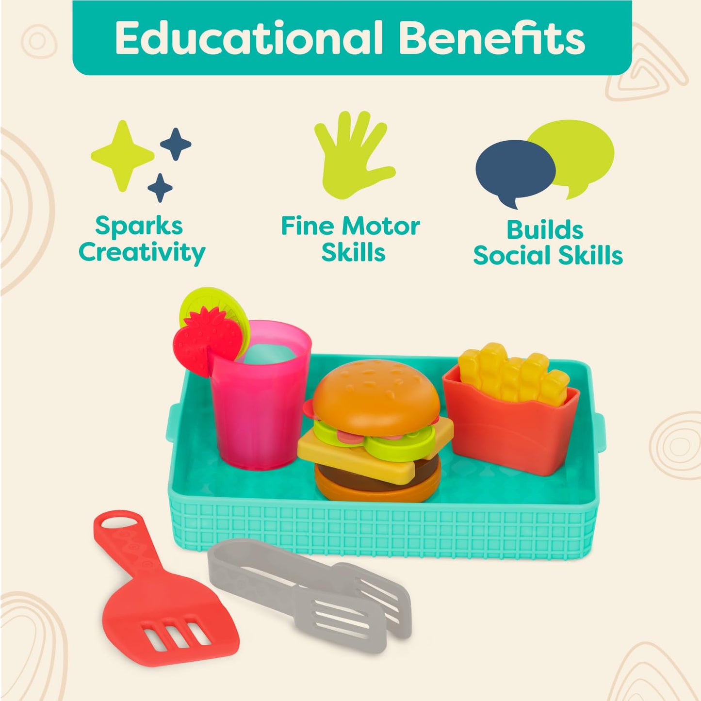 B. toys- Mini Chef - Build-a-Burger Playset- Pretend Play Wooden Burger Play Set - Play Food & Role-Play Accessories - Cooking T