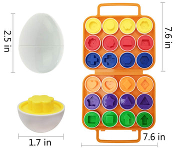 Beakabao 12Pcs Color And Shape Matching Egg Set Montessori Toddler Education Classification Toys For Fine Motor Skills Of The Fingers Muscles, Preschool Children Smart Puzzles Easter Gifts (Orange)