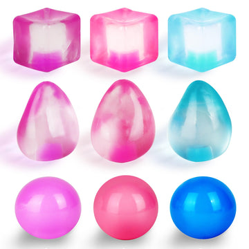 Wiysme Mini Sensory Fidget Toy Variety Pack - 9Pcs Squishable Squeeze Toy Set, 3Pack Mini Cube, Balls, Drops, Always Returns To