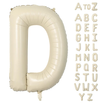 Biapian 40 Inch Letter D Balloons, Giant Cream D Foil Balloon, Big Single Alphabet A-Z Balloons, Beige Large Aluminum D Balloons
