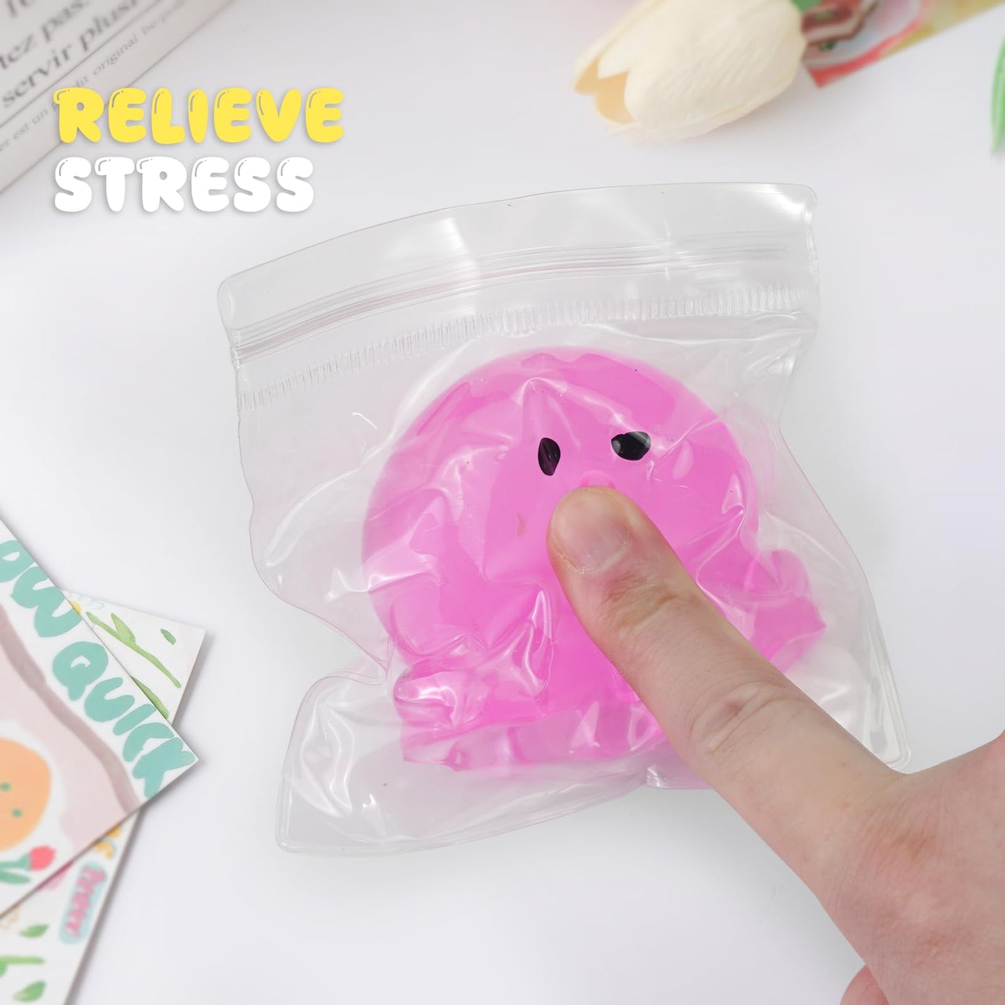 Taba Squishy Toys  Squeeze Toys Cat Paw Cute Kawaii  Sticky Squishy Fidget Toys Silicone Squeeze Toy for Stress Relief Cute Soft Toys Best Gift for Anniversary (Squid)