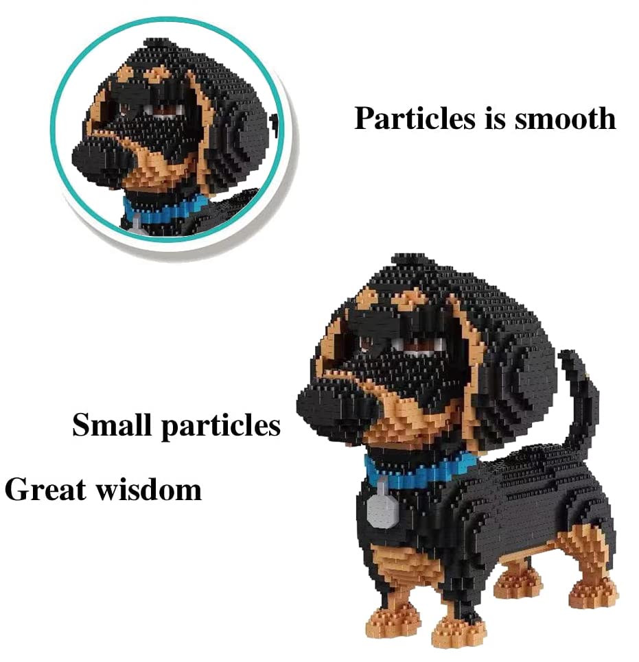 ISeeSee Mini Dog Building Blocks Pet Building Toy Bricks Micro Mini Blocks 3D Puzzle Building Blocks Set Toys Gifts for Kids or mature-themed (Black Dog 2100PCS)