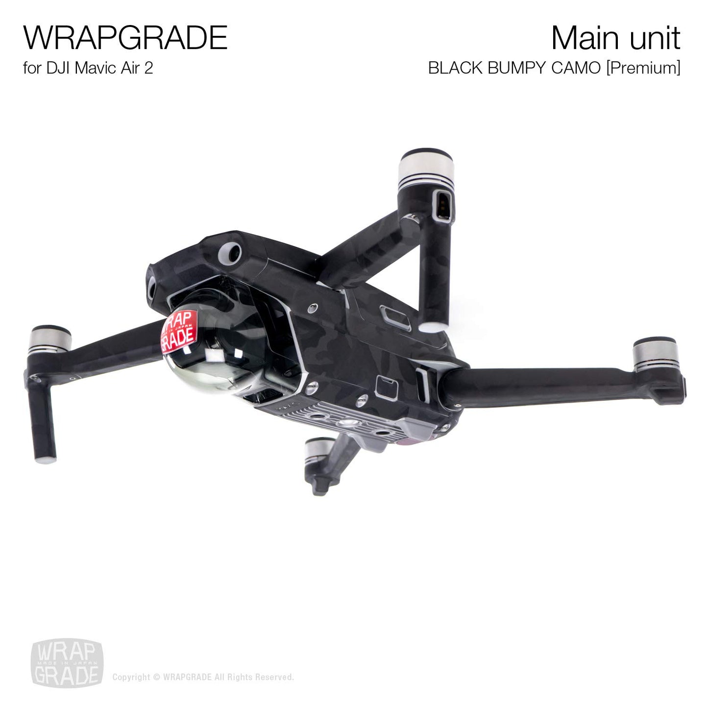 Wrapgrade Main Unit Skin Compatible With Dji Mavic Air 2 (Black Bumpy Camo)