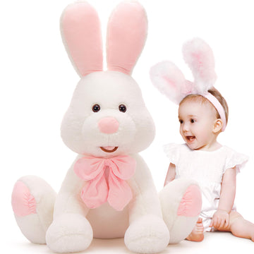 MorisMos Large Bunny Stuffed Animal 31.5'' Giant Stuffed Rabbit Toy for Kid Girl Boy,USA-Designed White Big Rabbit Plush, Jumbo 