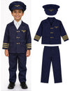 BookMyCostume Dark Blue Airline Captain Pilot Dress for Kids | Aviator Pilot Uniform with Jacket, Cap & Pants | Professional Pil