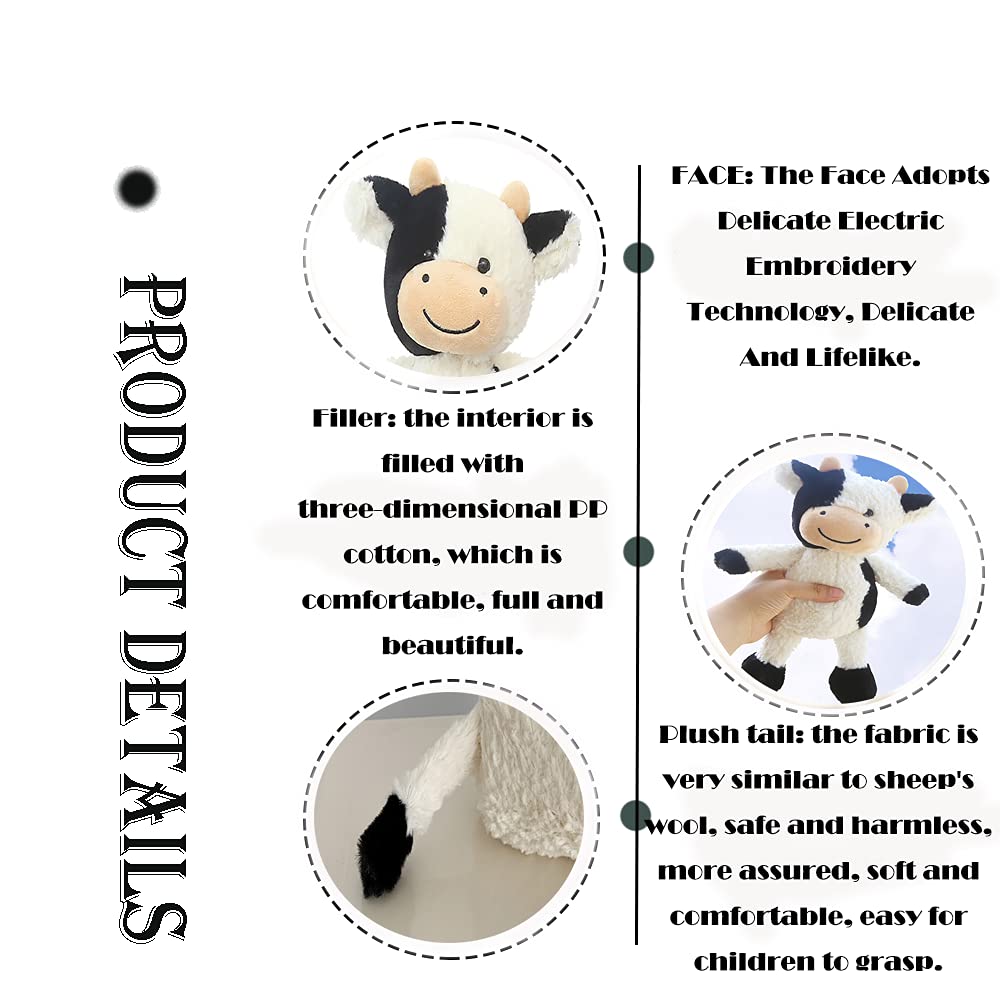 CHELEI2019 11.8 Cow Stuffed Animals Soft Cuddly Cow Plush Stuffed Animal Toy for Kids