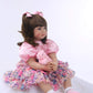Icradle Cute 24 Inch 60 Cm Reborn Baby Doll Long Hair Girl Doll Soft Silicone Baby Real Life Baby Toddler Doll Toy For Ages 3+ (F)