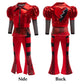 Grivos Girl Red Chrismas Costume For Kid Rise Red Princess Costume Short Sleeves Jacket Top Flared Pants Wig 4Pcs 3-10Y