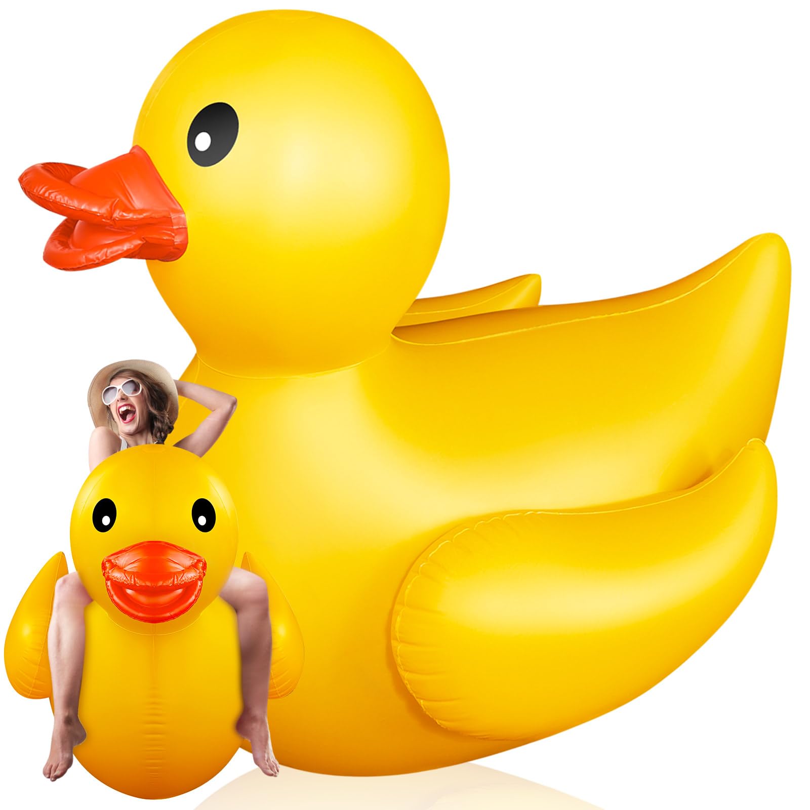 Hungdao 1 Pcs 5 Feet Giant Inflatable Duck Huge Rubber Duck Large Blow up Duck Inflatable Duck Pool Float for mature-themed Summer Beach Swimming Pool Party Decoration