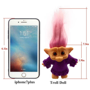 Lucky Troll Dolls,Cute Vintage Troll Dolls Chromatic Adorable For Collections, School Project, Arts And Crafts, Party Favors With Wool Clothes. (Purple)