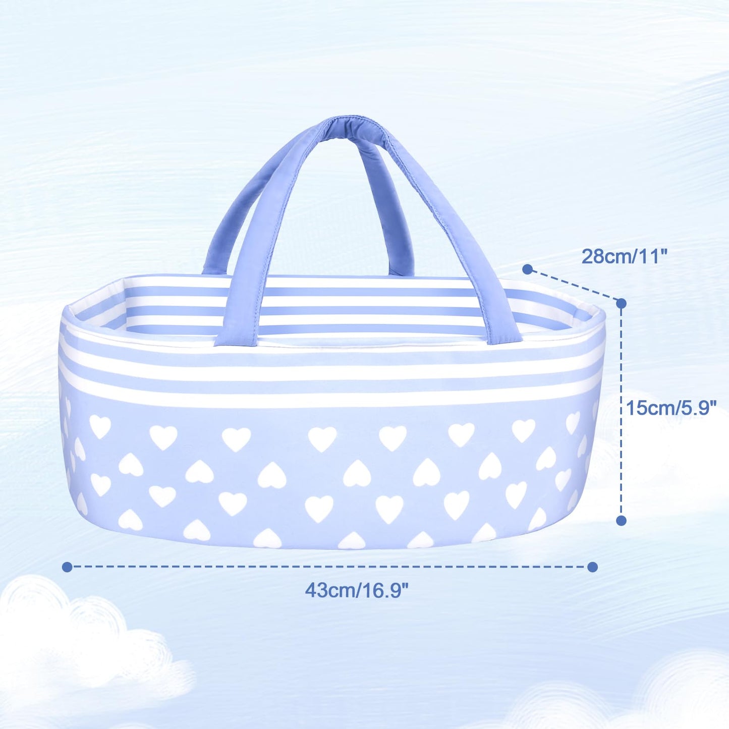 Aori Reborn Baby Dolls Bassinet Baby Doll Carrier Bed Soft Doll Carrier Doll Accessories With Handle For 17-22 Inch Baby Dolls G