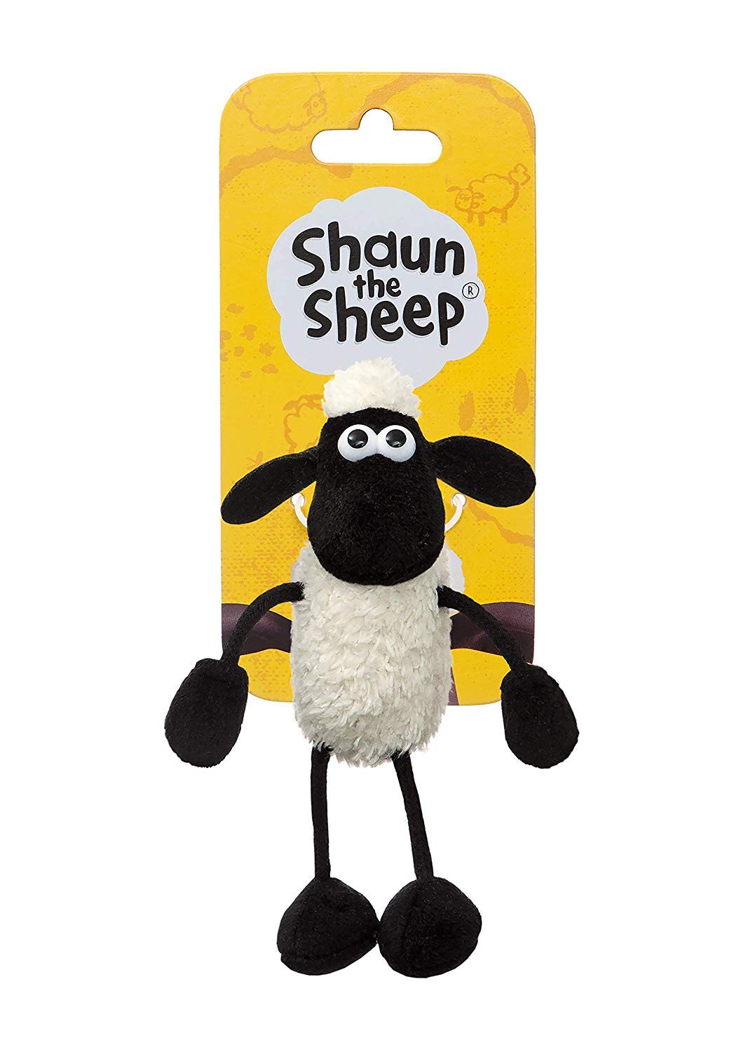 Aurora World Shaun The Sheep Plush 61176 Backpack Clip  Black and White  Great Gift Idea 9 x 7 x 14 centimetres