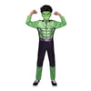 Marvel Hulk Official Youth Halloween Costume - enhanced Quality Fabric Jumpsuit with Printed Design and Plastic Mask (Medium) Green