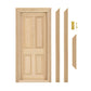 iLAND Wooden Dollhouse Door w/Trims & Doorknob & Key, Dollhouse Buding Materials, Minaiture Dollhouse Accessories (Classic 4-Pan