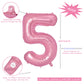 Vonokee 40 Inch Pink Giant Number Balloons 5, Jumbo Digital Foil Mylar Balloon For Birthday Party Wedding Anniversary Celebratio