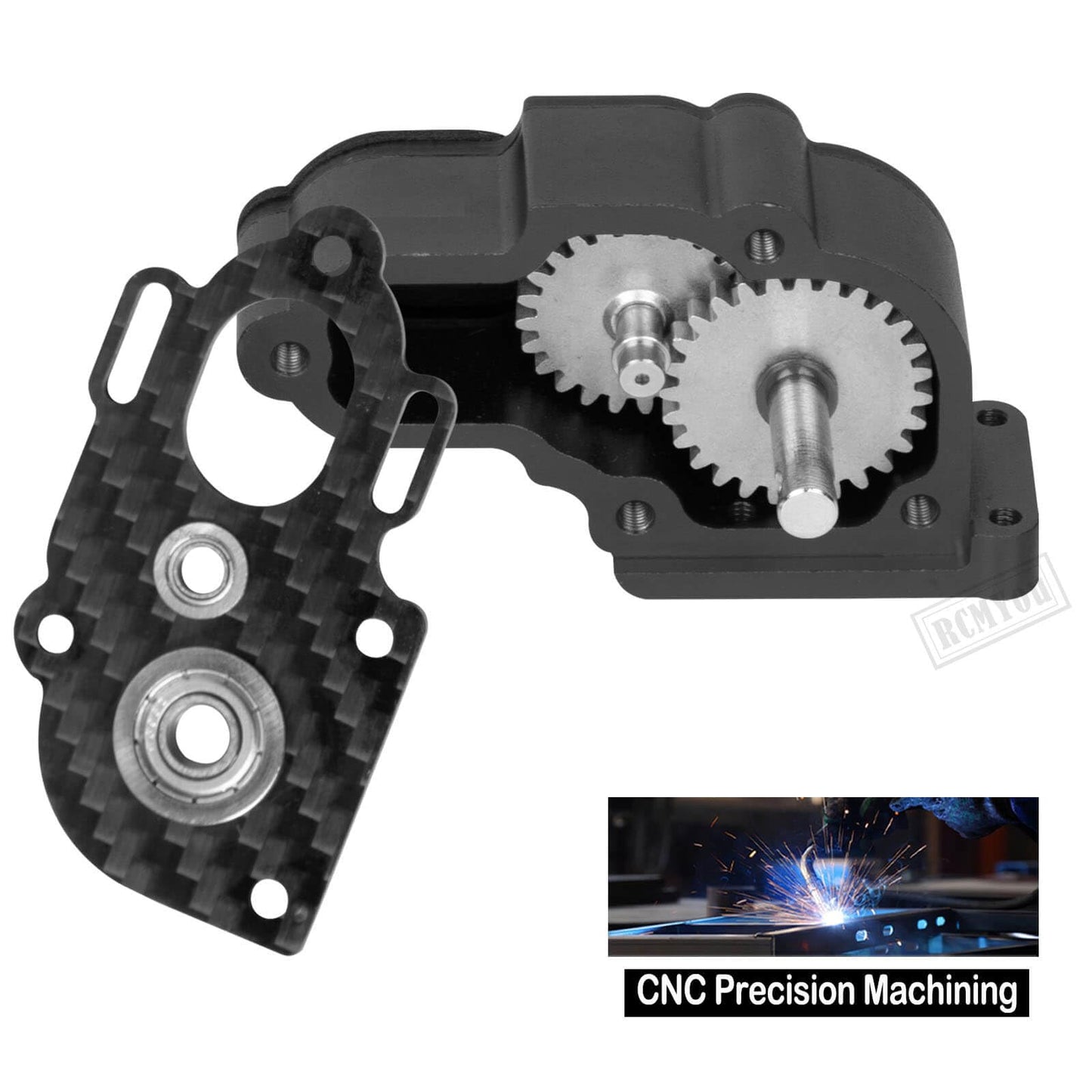 Rcmyou Rc Carbon Fiber Frame Chassis W/Gearboxes Upgrades Part For 1/10 Axial Scx10 Scx10 Ii 90046 90047 Rc Crawler Car,Black