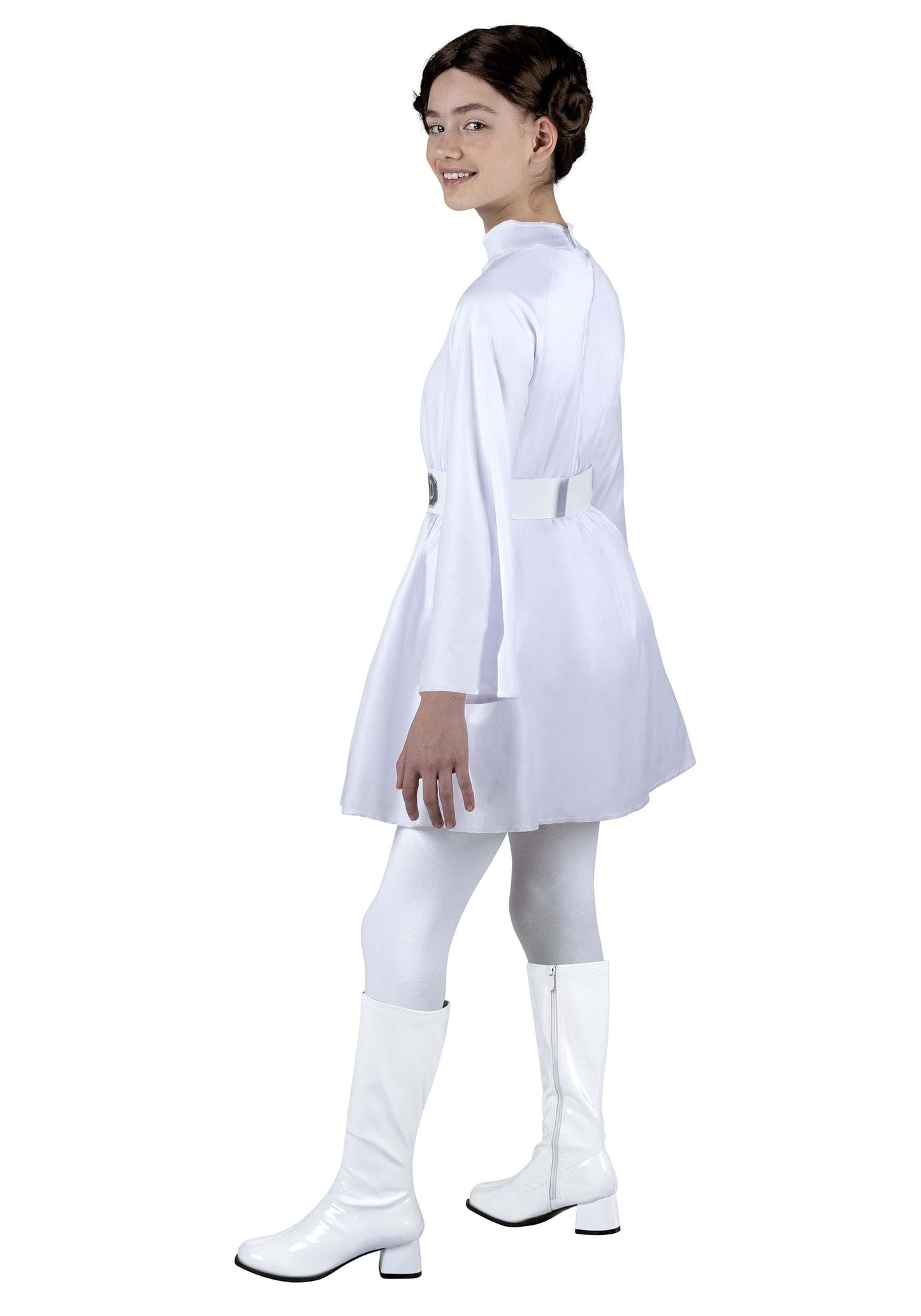 Star Wars Princess Leia Official Youth Halloween Costume - White Dress With Belt And Wig