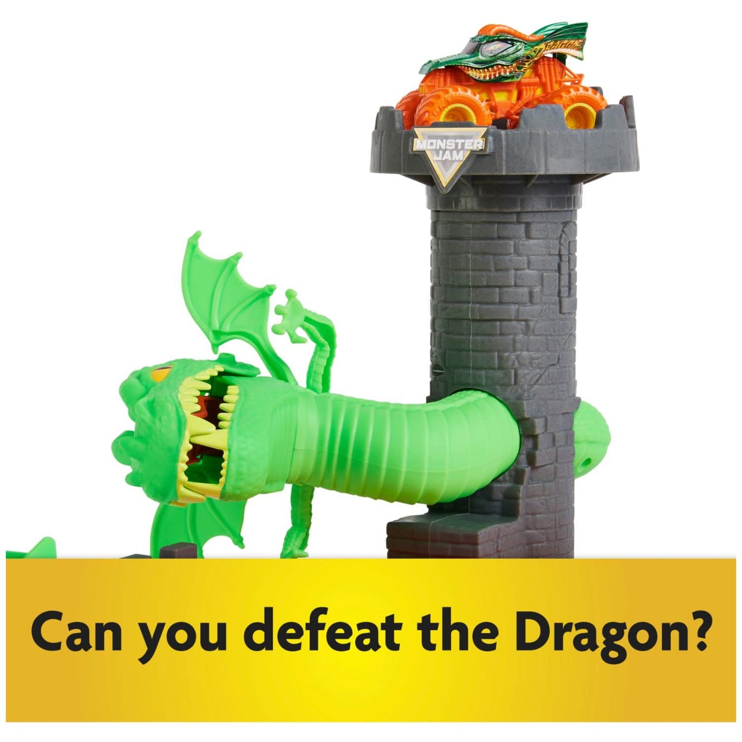 Monster Jam Dueling Dragon Playset with Exclusive 1:64 Scale Dragon Truck, Plastic Toys for Boys Ages 3+, Model 6063919