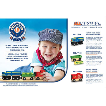 Masterpieces Wood Train Sets - Lionel Santa Fe Cargo 3 Piece Train Set - Officially Licensed Toddler & Kids Toy