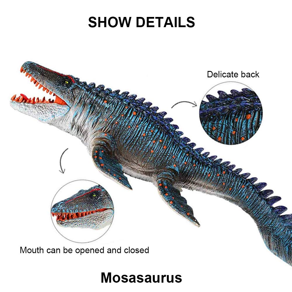 Sienon Jurassic Large Mosasaurus Dinosaur Toy 13.4’’, Realistic Dinosaur Toy Figures, Dinosaur Figurine, Deep Sea Monster Plastic Ocean Protector Dinosaur For Bath Pool Toy, Cake Topper Decoration