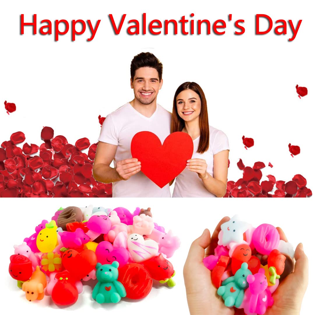 24 Pack Valentines Day Gifts Card With Mochi Squishy Toys Mini Cute Squeeze Toy Stress Reliever Anxiety Packs For Kids Girls Boys Valentine'S Party Favor Valentines Day Cards Gift(Valentine'S Day)