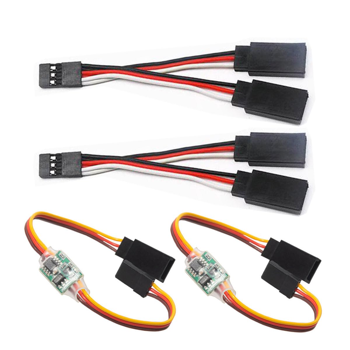 4Pcs RC Servo Reverser&Servo Y Harness Splitter Cable for JR Futaba RC Aircraft Airplane Steering Gear and Any Servos