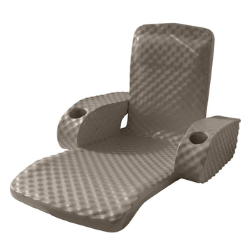 Trc Recreation Folding Baja Ii Lounger Foam Swimming Pool Float, Portable Floating Lounger With 2 Cup Holders For Beach Essentials, Bronze