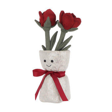 Apricot Lamb Rose Vase Plush Stuffed Flowers For Kids, Soft Cute Plushies Toys For Baby Girl And Boy, Fluffy Rose Vase Red 11.9