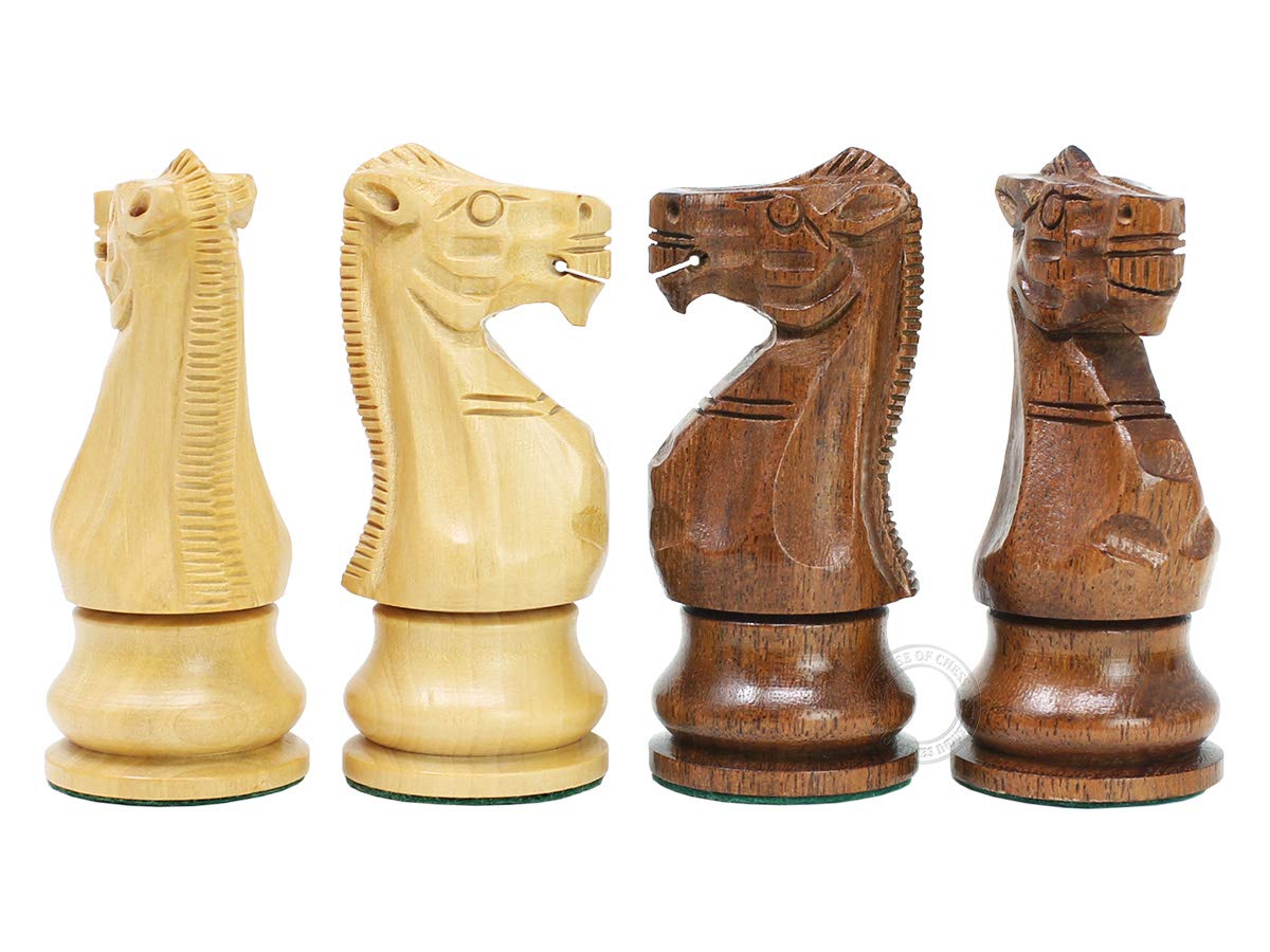 House of Chess - Tournament Chess Set Pieces - Unique Staunton Golden Acacia Wood/Boxwood - King Height: 3.75'' (95 mm) - 2 Extr