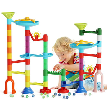 Ifollower Marble Run, 110Pcs Marble Maze Game Construction Building Toys For Kids, Marble Track Race Set Stem Learning Toys Gift For Boys Girls 3 4 5 6 7 8 9 10+, 8105