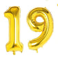 Shopping Time Golden Number Foil Balloons  (32 Inch) (19 Number)