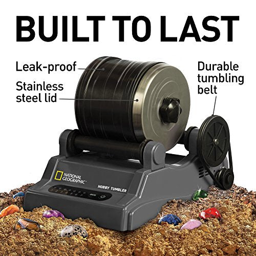 National Geographic Rock Tumbler Kit – Hobby Edition Includes Rough Gemstones, And 4 Polishing Grits, Great Stem Science Kit For Geology Enthusiasts, Rock Polisher For Kids And Adults