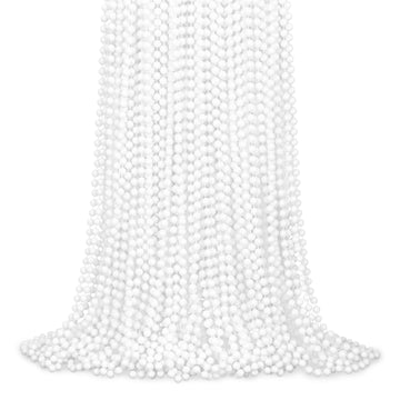 YAXINRUI 72 PCS Metallic Bead Necklaces, 33 Inch 7 mm Mardi Gras Beads Bulk Round Beaded Necklaces Costume Necklace for Mardi Gr