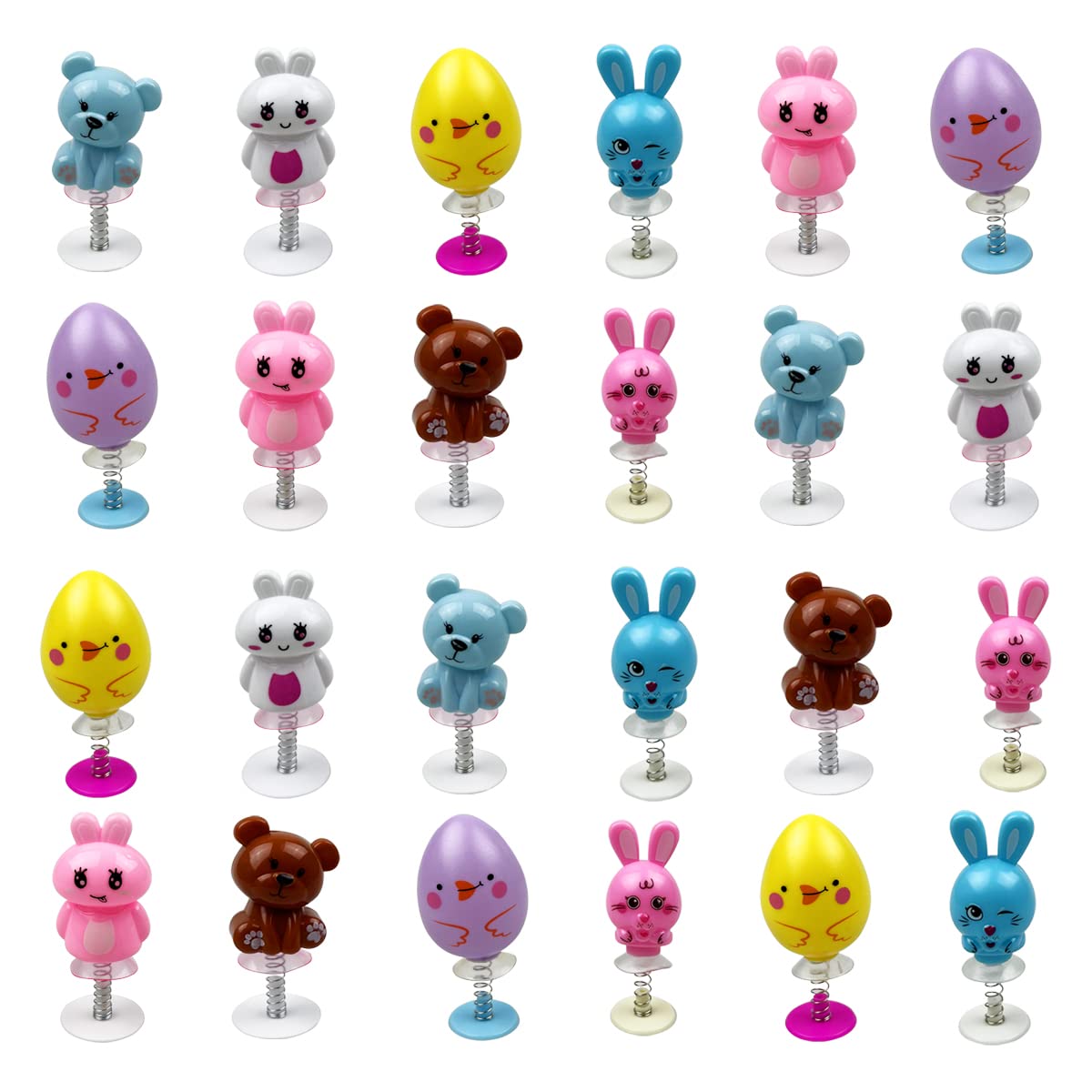 QINGQIU 24 PCS Easter Jumping Popper Toys for Kids Boys Girls Toddlers Easter Basket Stuffers Egg Fillers Gifts Party Favors