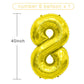 Number Balloon 40 Inch, Number Balloons Gold, Number 8 Balloon, Birthday Large Foil Gold Balloons, Birthday Party/Graduation/Ann