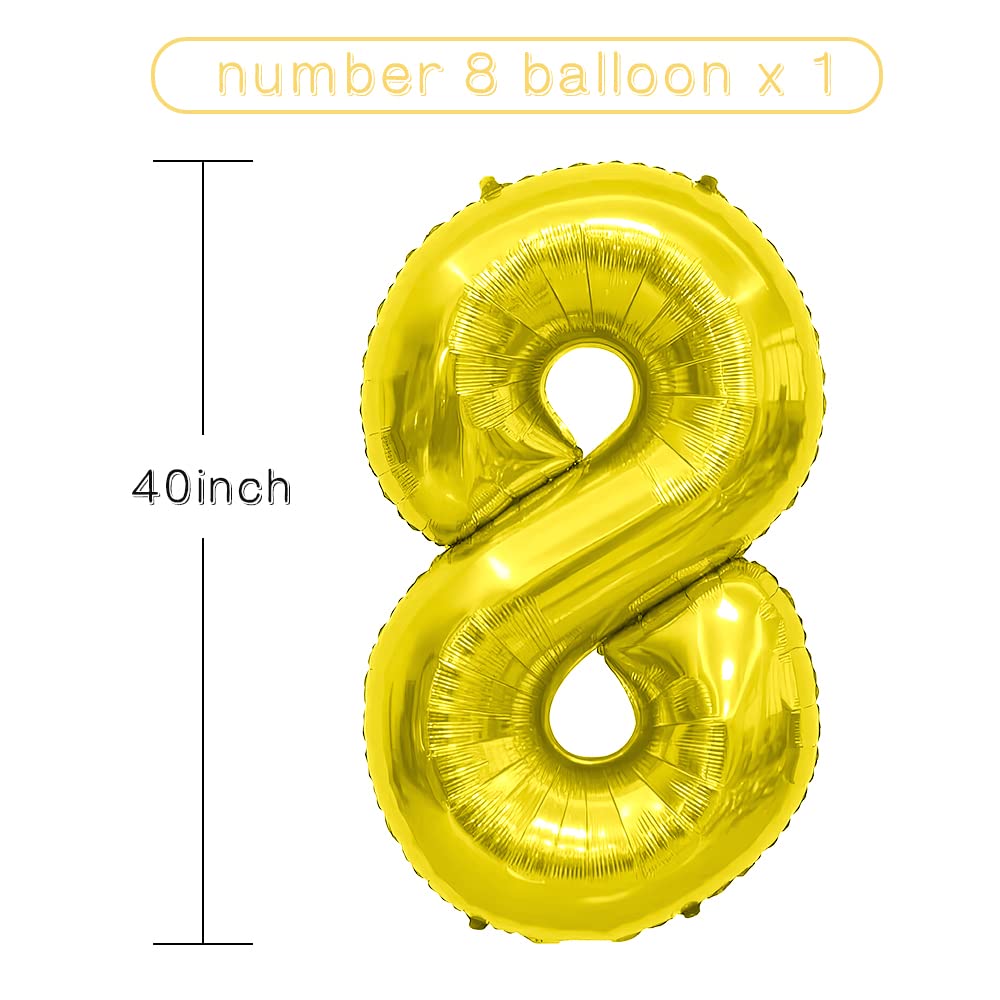 Number Balloon 40 Inch, Number Balloons Gold, Number 8 Balloon, Birthday Large Foil Gold Balloons, Birthday Party/Graduation/Ann