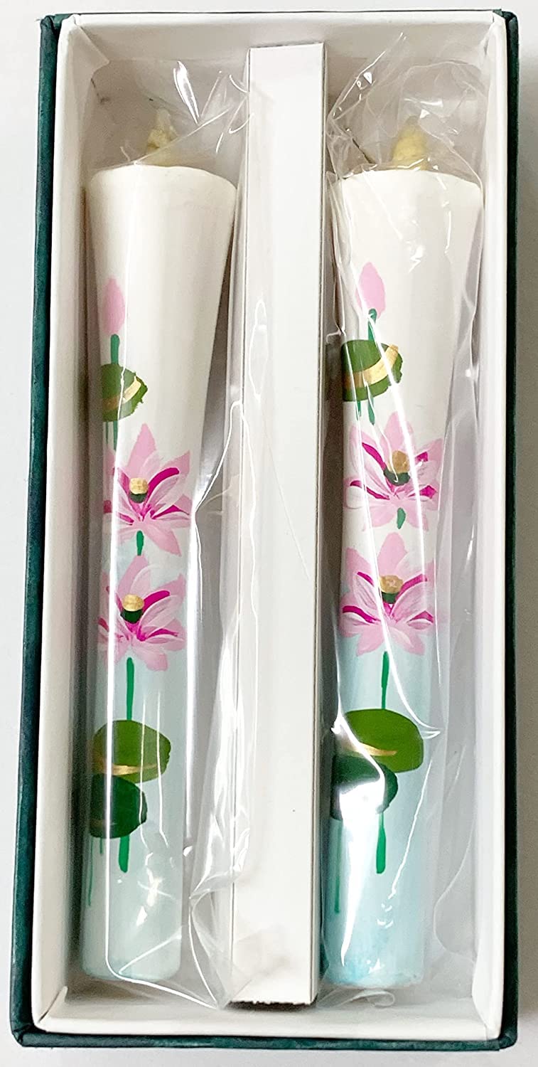Japanese Candles No. 6 Drawn Lotus.Made in Japan.Manufacturer Awaji Baikundou, White, Medium