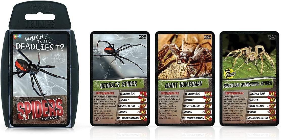 Top Trumps Spiders Card Game - Educational Fun for Ages 6+, Multicolor, Plastic, Model WM01602-EN1-6