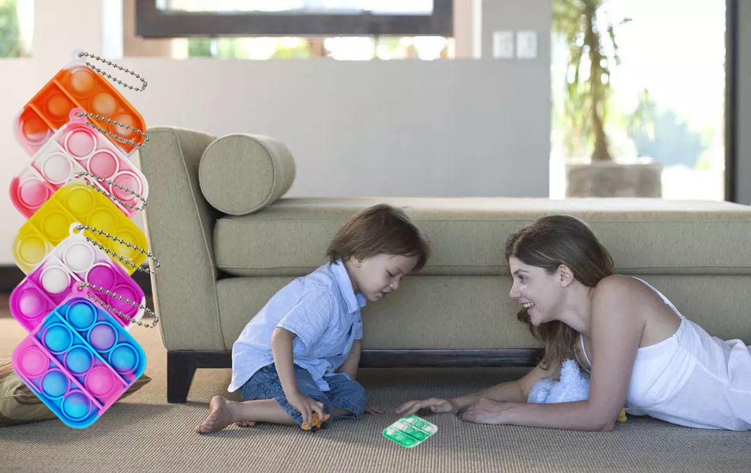 60 Pcs Tie Dye Squeeze Pop Bubble Simple Fidget Sensory Toys  Keychain Wrap Small Pop Bulk Classroom Prizes Relieve Anxiety Stress Toy for Kids mature-themed