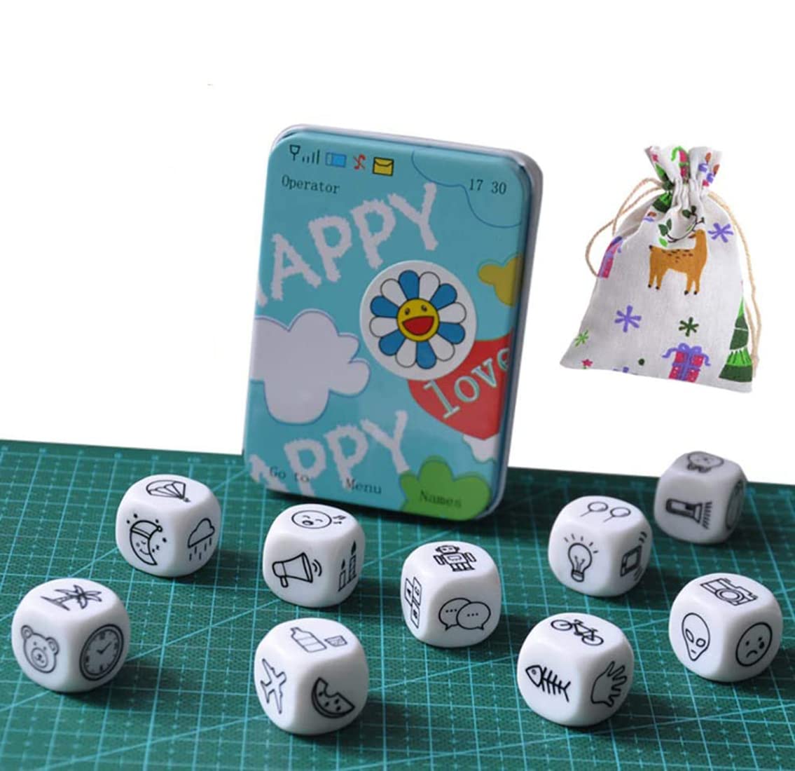Hcdim Diy Happy Story Dice 9 Cubes Toys 54 Images Unlimited Stories Combinations Iconic Storytelling Game Imaginative Play For Kids