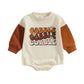 Fybitbo Thanksgiving Baby Girl Boy Outfit Turkey Pullover Sweatshirt Romper Long Sleeve Onesie Cute Fall Clothes (Brown Sleeve Gobble,0-3 Months)