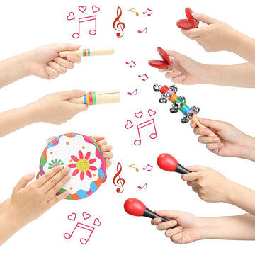 Kids Musical Instruments Toys Set: Baby Music Toys Montessori Percussion For Toddlers - Preschool Educational Musical Toys Set For Boys And Girls With Storage Bag (Red)