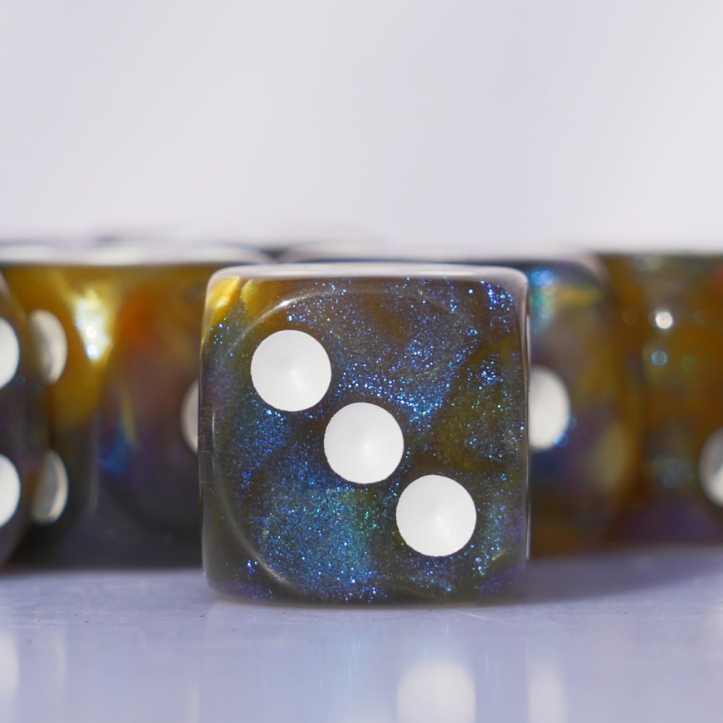10 Pc D6 Dice 16Mm Acrylic Dice Set For Rpg Mtg Dnd Dice Table Games And Board Games (Brown + Blue)