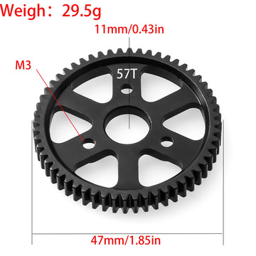 32P Spur Gear, 57T 0.8 Metric Pitch, Compatible With 32P, Hardened Steel 57 Tooth 0.8M Spur Main Gear For 1/10 Traxxas Ford Rust