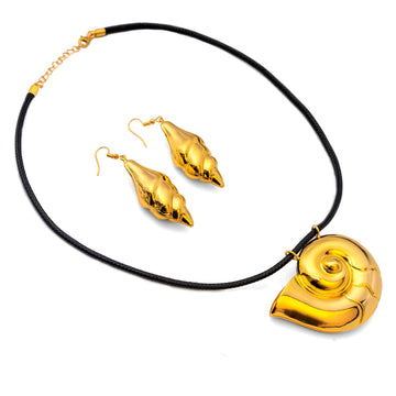 CozofLuv Seashell Necklace and Earings for Role Play (Gold)