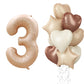 3Rd Birthday Balloons Beige, Large Apricot Tan Foil 3 Number Balloon Decor With Sand White Cream Nude Taupe Helium Heart Star Ba