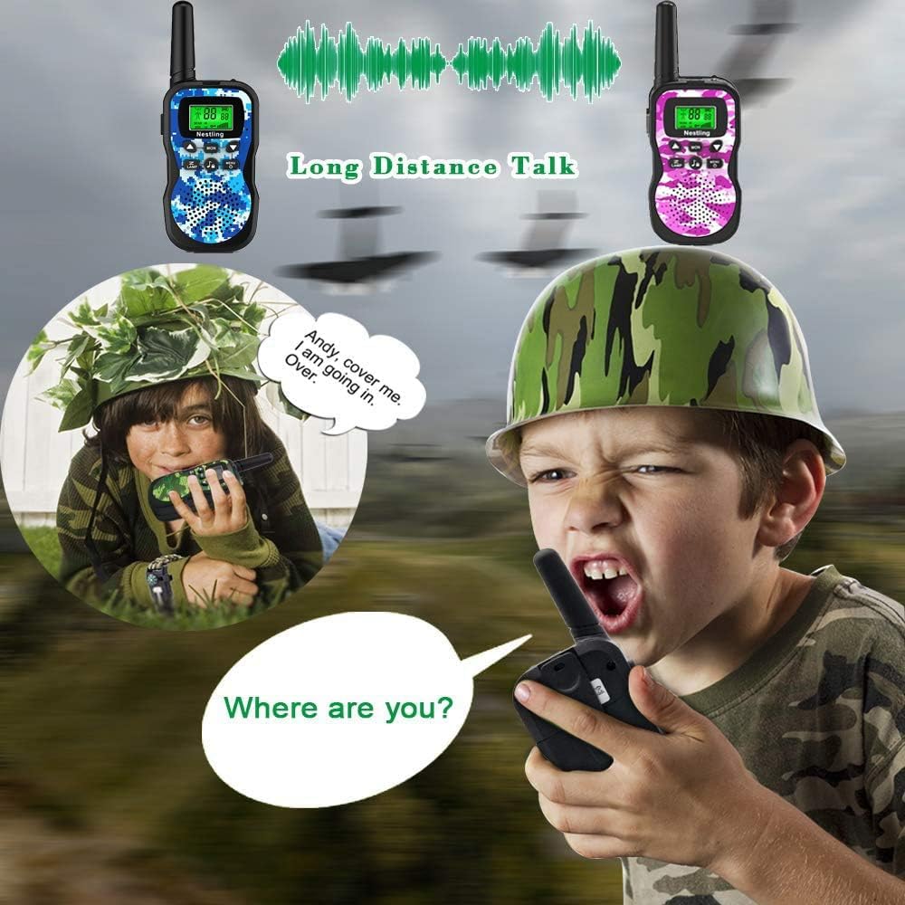 Nestling Walkie Talkies For Kids, 22 Channels 2 Way Radio Toy 3 Km Range, Best Christmas Birthday Gifts For 3-12 Year Old Kids T