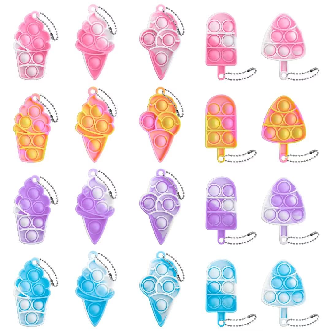 Imple Fidget Toys Pop Fidget Toy Keychain Toy Mini Stress Relief Hand Toys Ice Cream Pop Sensory Toy Pop Anxiety Stress Reliever Office Desk Toy For Kids Adults