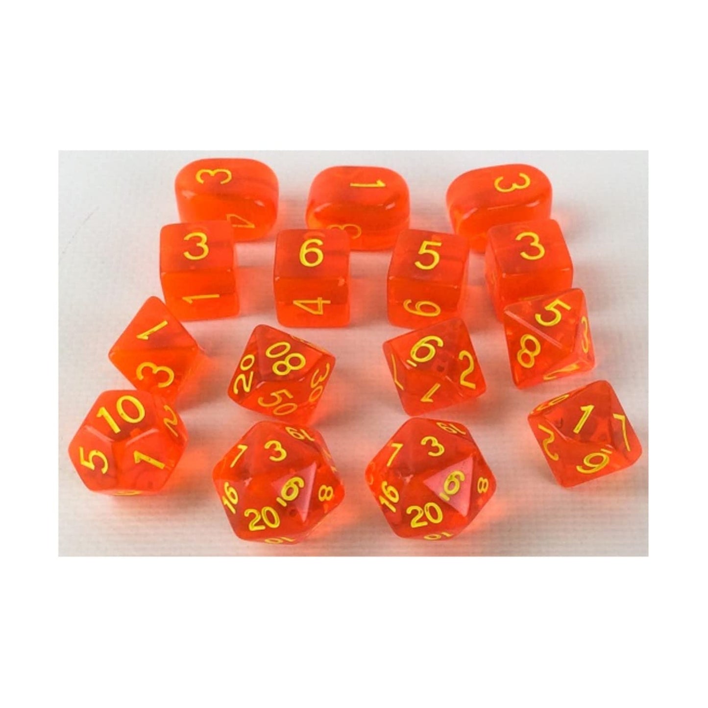 R4I Dice W/Arch'D4: Translucent - Blood Orange W/Yellow (15)