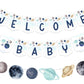 Fangleland Outer Space Baby Shower Banner Garland for Boy, Universe Welcome Baby Banner Decor for Galaxy Planet Themed Party Sup